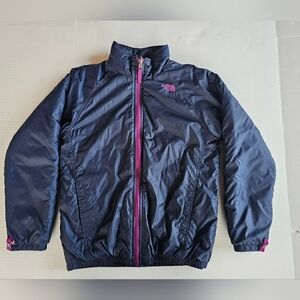 North Face Girls Nylon Puffer Jacket  Midnight Blue Size Medium 10/12 Pockets